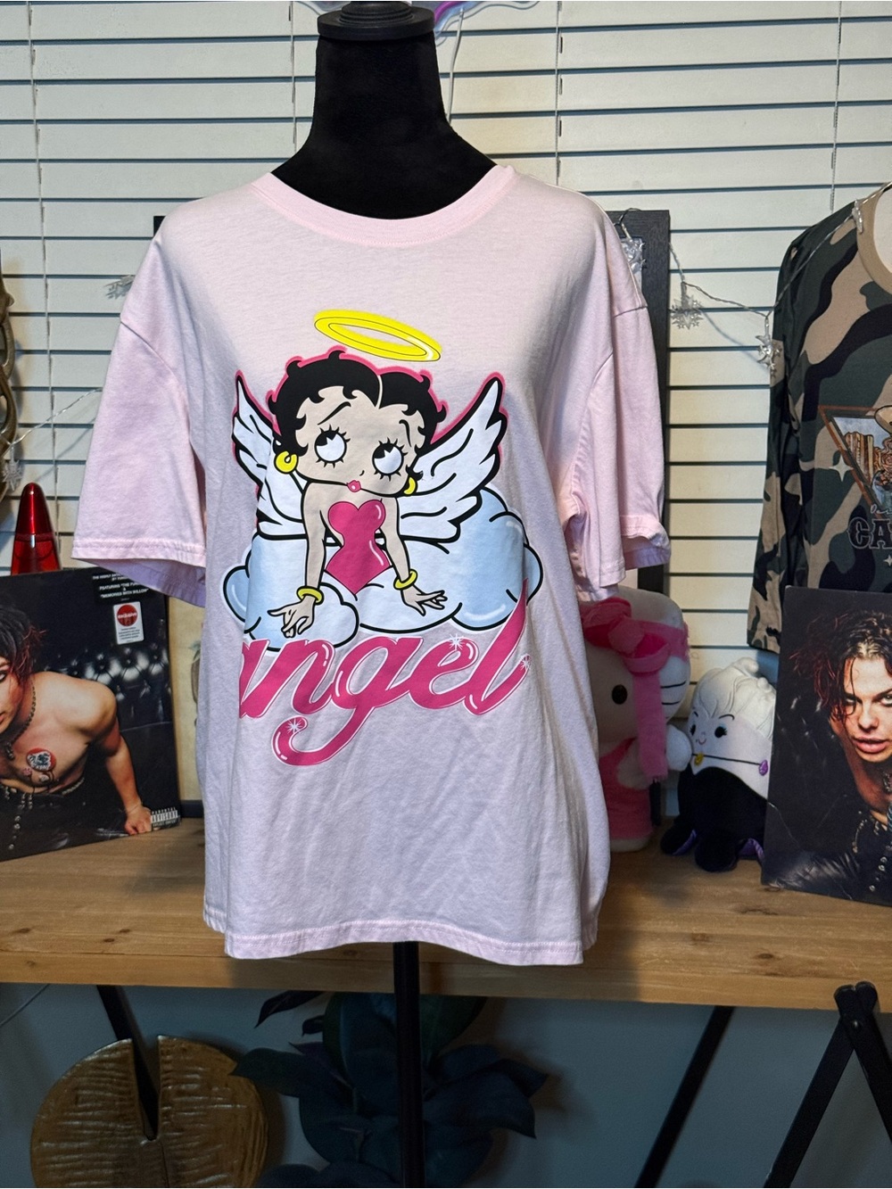 Betty Boop Pink Angel Graphic Short Sleeve Tee